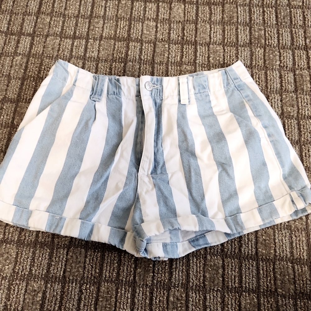 White and blue jean shorts